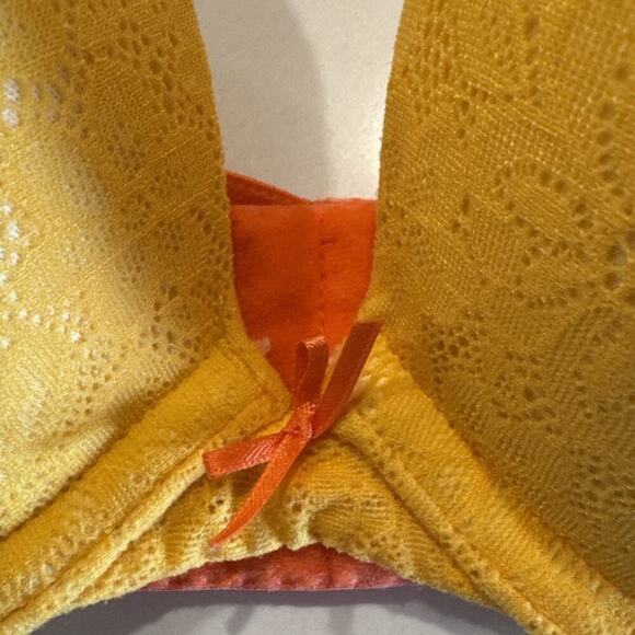 Cacique Women’s Size 46B Boost Plunge Yellow Orange Lace Underwire Bright Bra - Picture 3 of 12